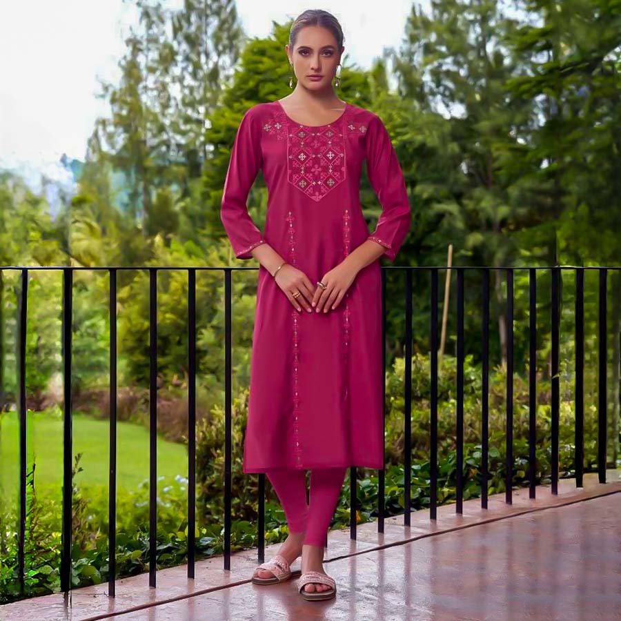 Magenta  Chanderi Casual Wear Kurti