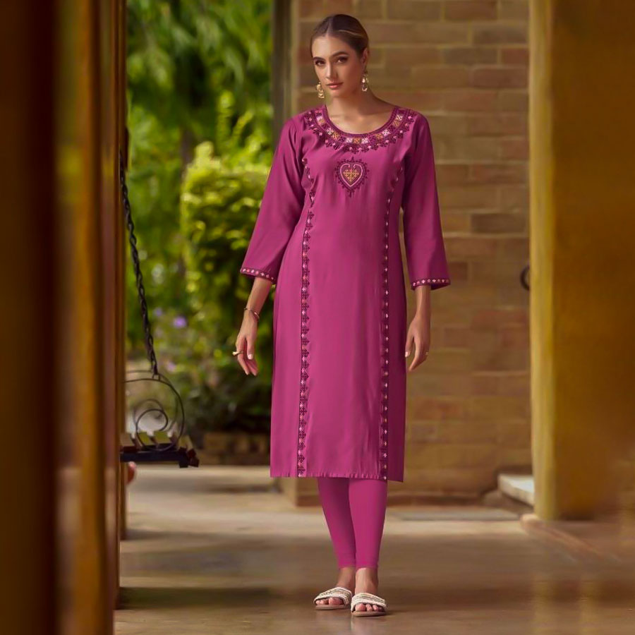 Magenta  Chanderi Casual Wear Kurti