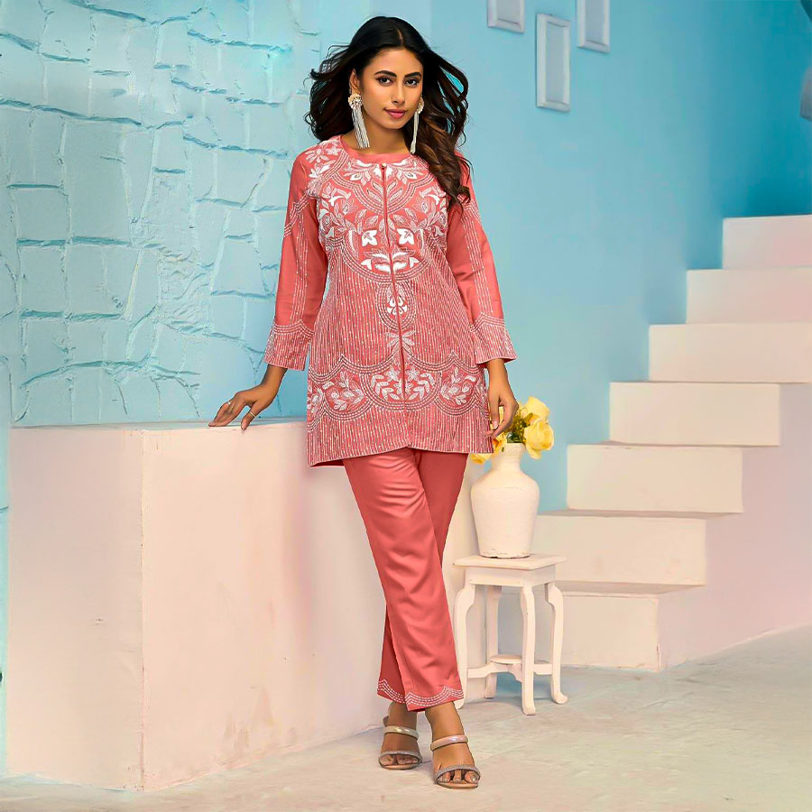 Pink  Rayon Casual Wear Kurti