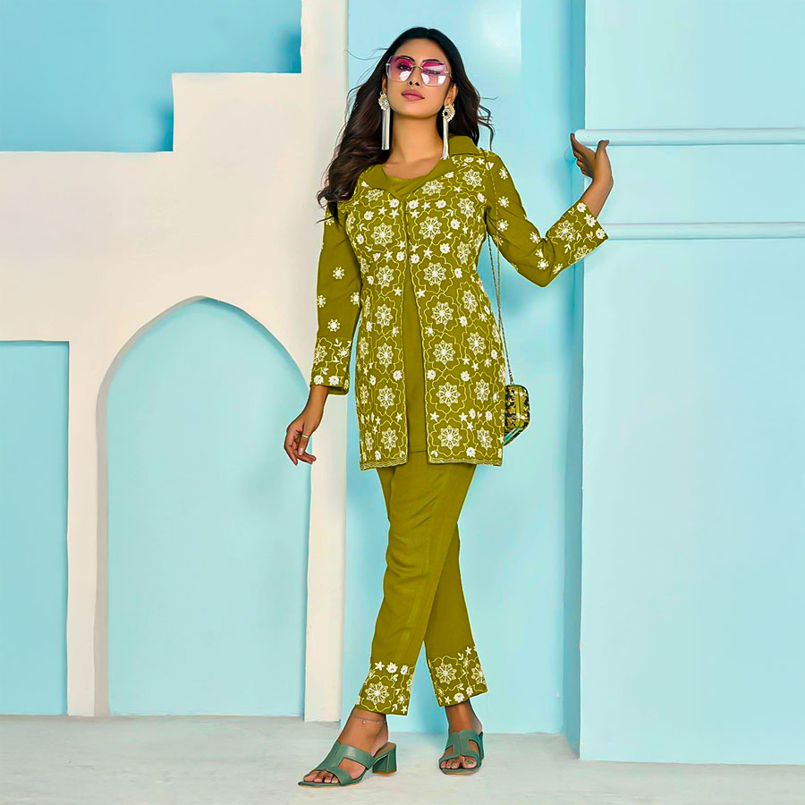 Green  Rayon Casual Wear Kurti