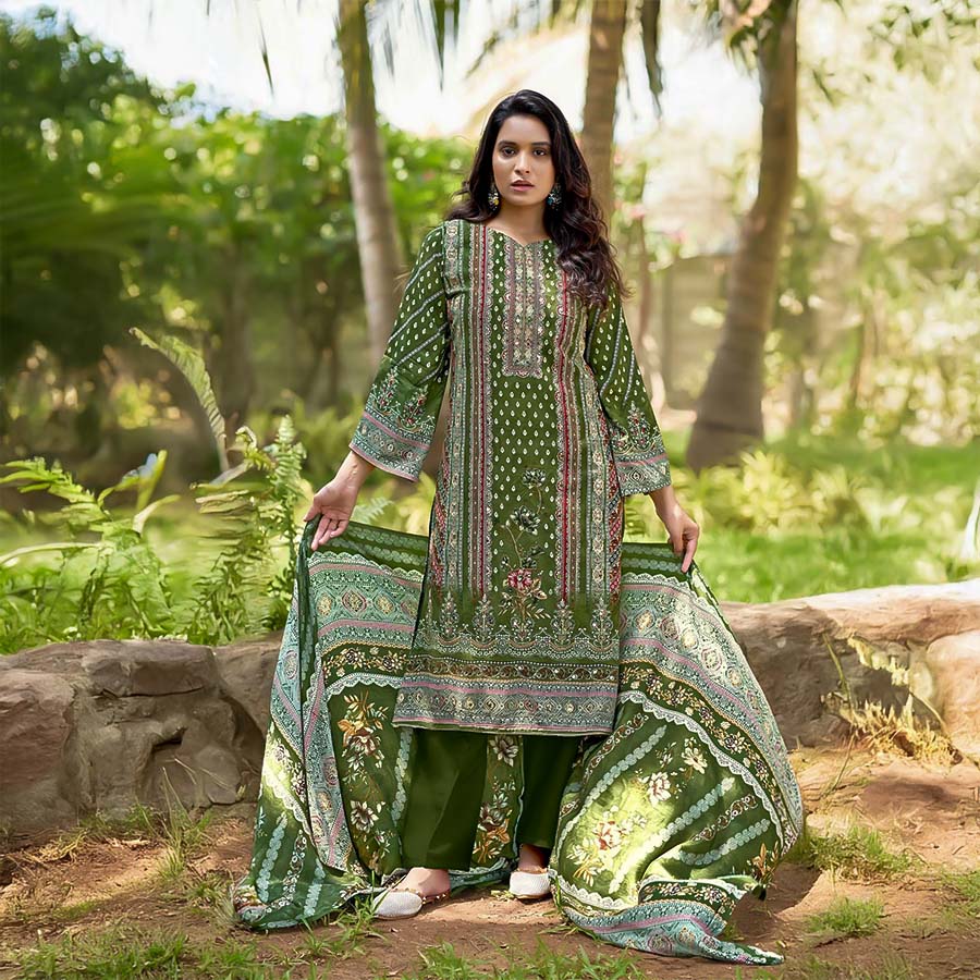 Green  Viscose Rayon Casual Wear Salwar Kameez