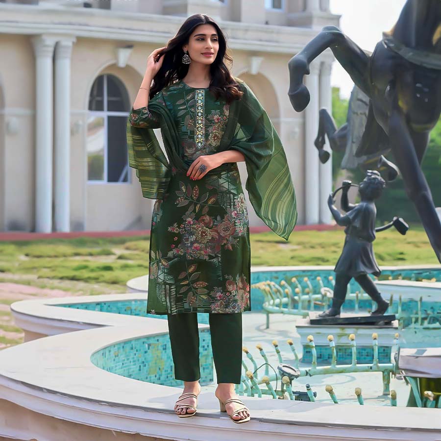 Green  Modal Printed Salwar Kameez