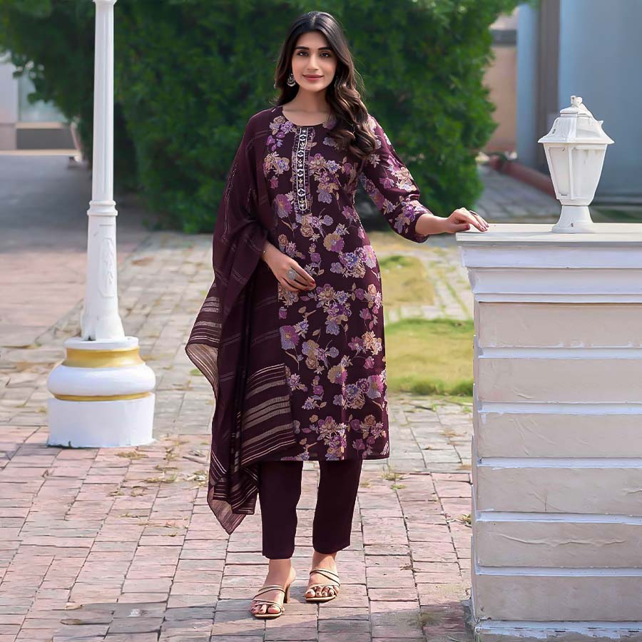 Violet Modal Printed Salwar Kameez