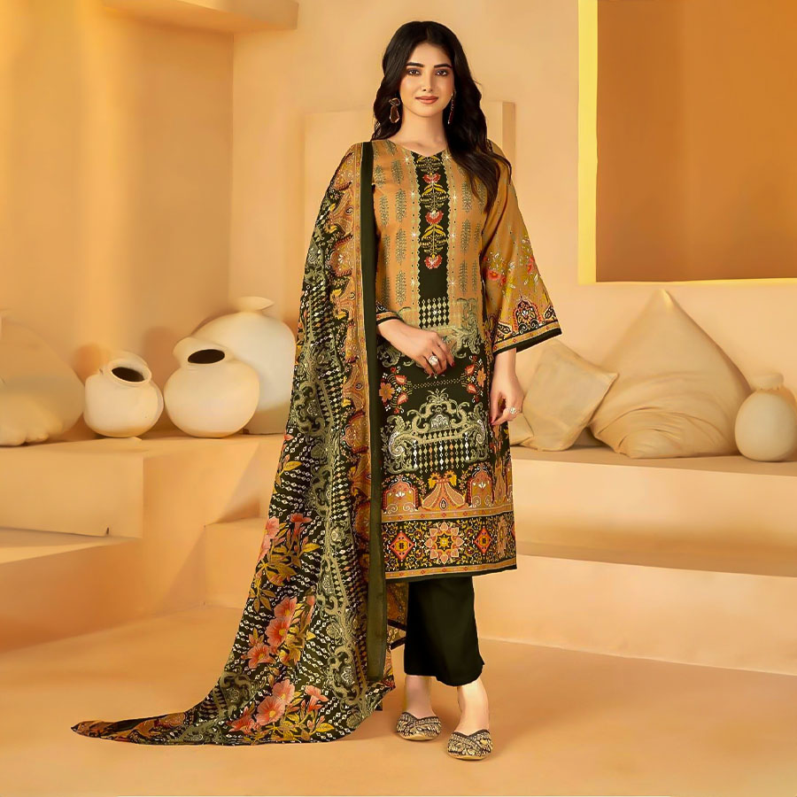 Yellow Cotton Printed Salwar Kameez