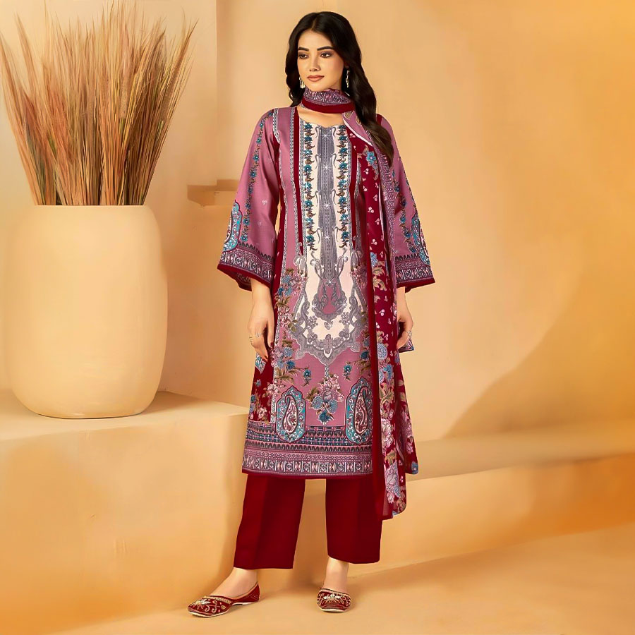 Red Cotton Printed Salwar Kameez