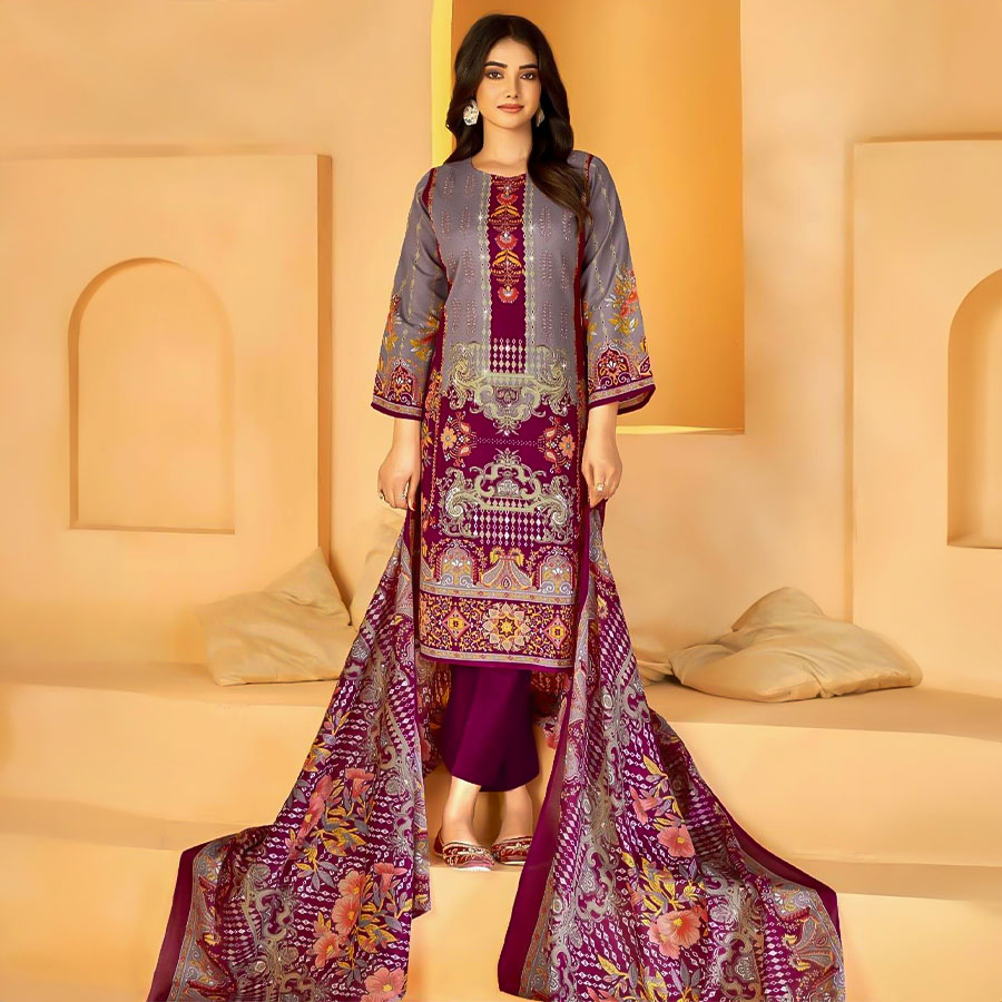 Magenta Cotton Printed Salwar Kameez