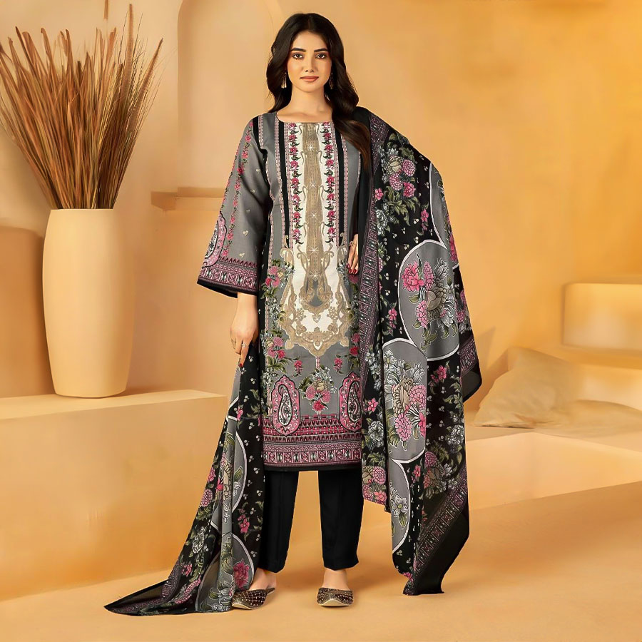 Black Cotton Printed Salwar Kameez