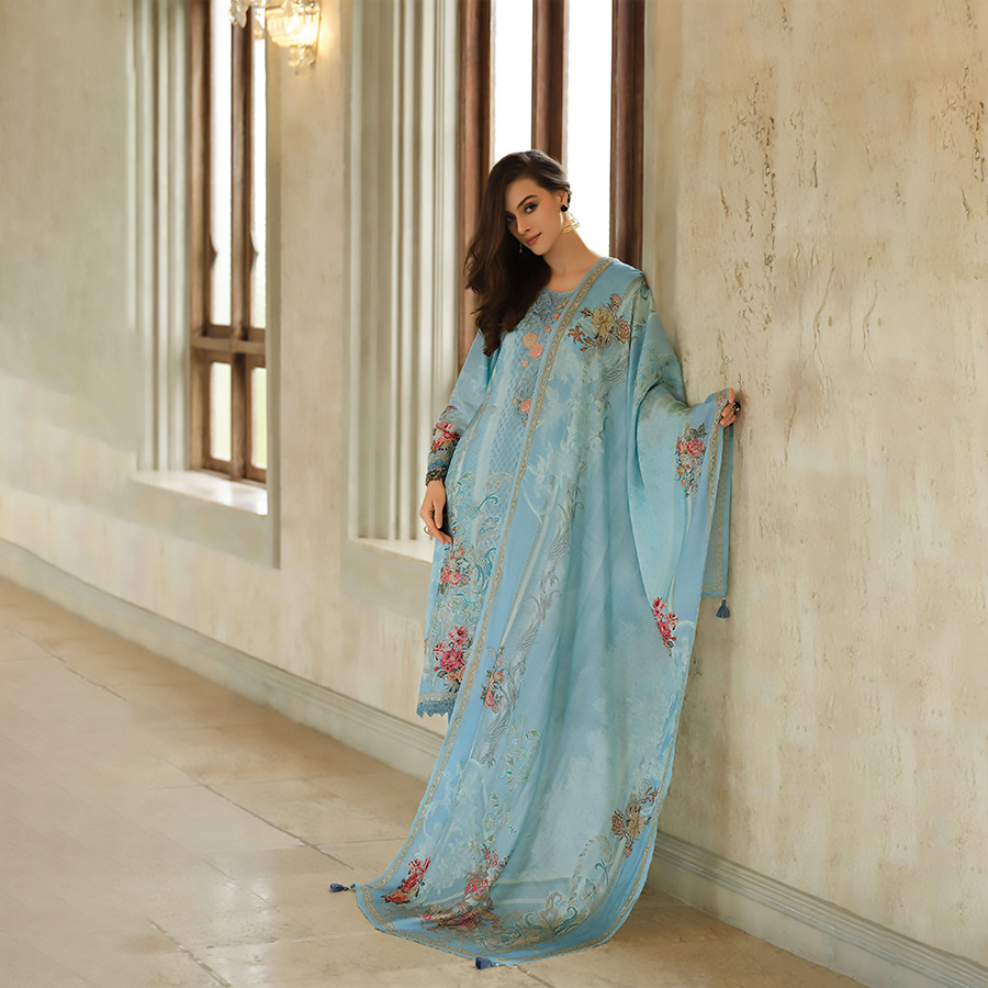 Sky blue Viscose Partywear Suit