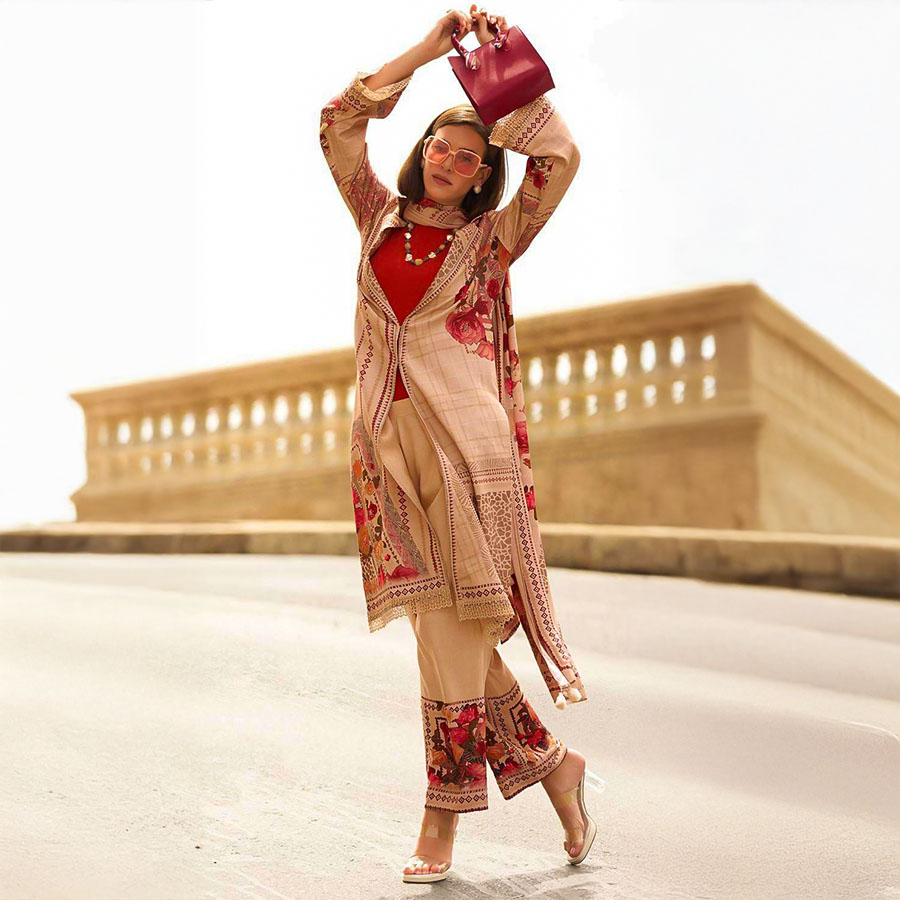 Brown  Viscose Party Wear Salwar Kameez