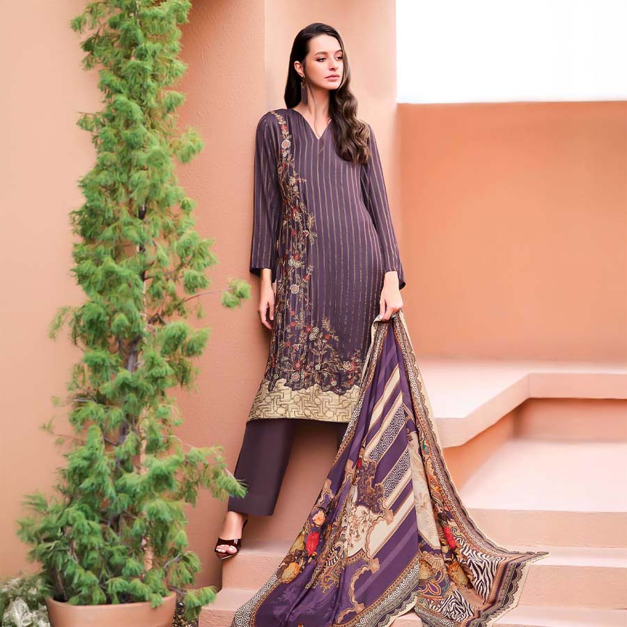 Purple  Viscose Muslin Party Wear Salwar Kameez
