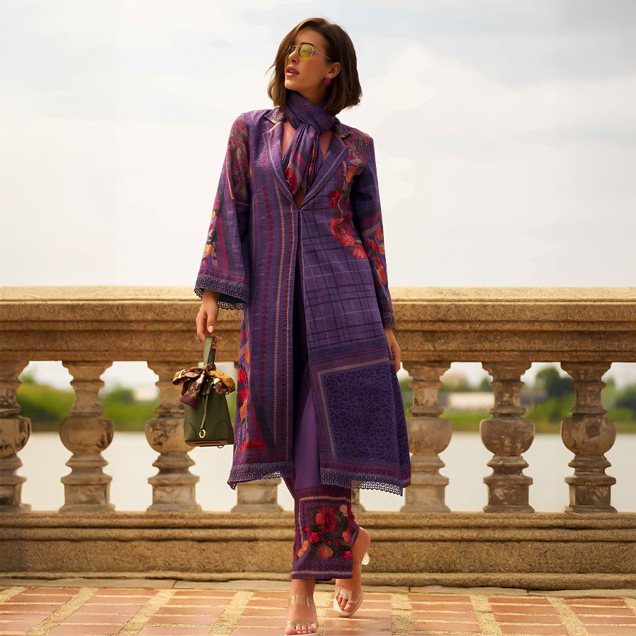 Purple Viscose Party Wear Salwar Kameez