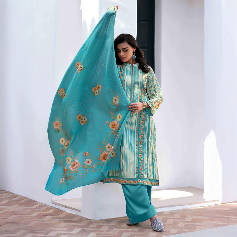 Blue  Cotton Casual Wear Salwar Kameez
