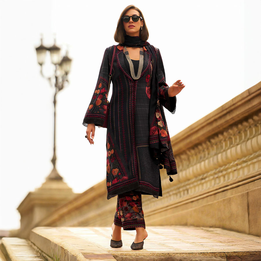 Black  Viscose Party Wear Salwar Kameez
