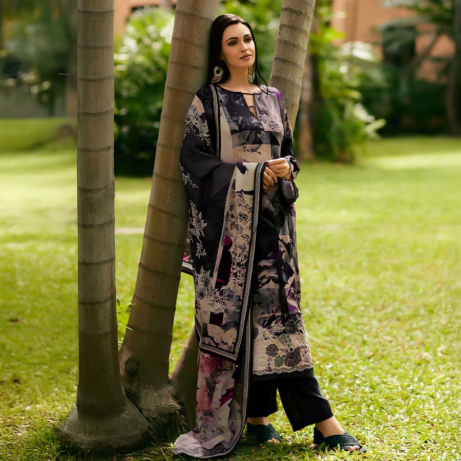 Black  Viscose Cotton Party Wear Salwar Kameez