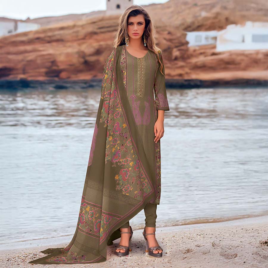 Green  Modal Satin Casual Wear Salwar Kameez