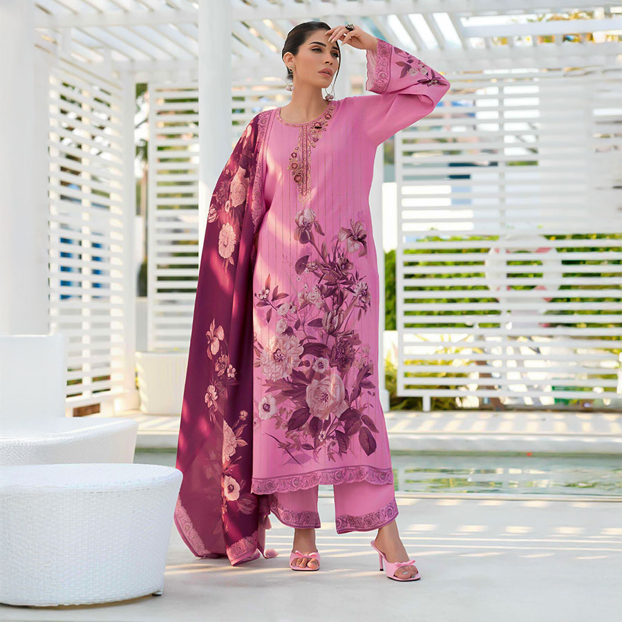 Pink  Muslin Party Wear Salwar Kameez