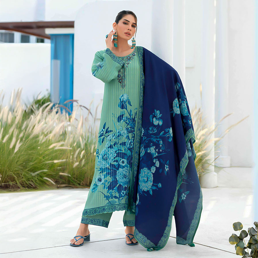 Green  Muslin Party Wear Salwar Kameez
