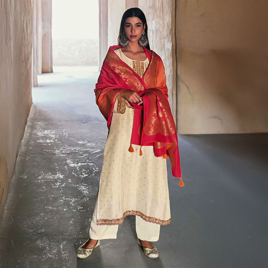 White  Viscose Party Wear Salwar Kameez