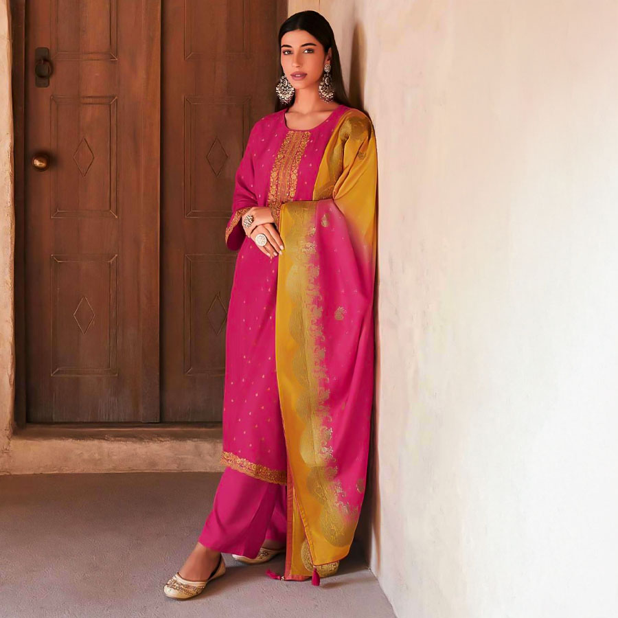 Pink  Viscose Party Wear Salwar Kameez
