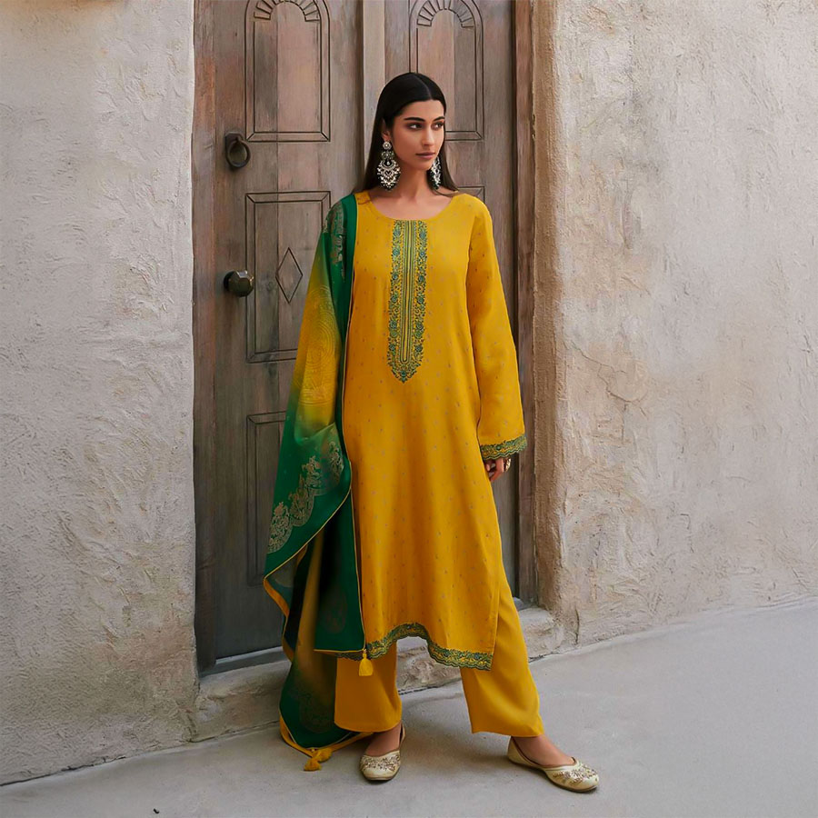 Yellow Viscose Party Wear Salwar Kameez