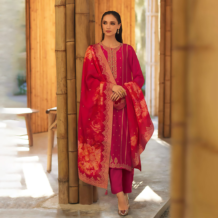 Pink Viscose Designer Suit