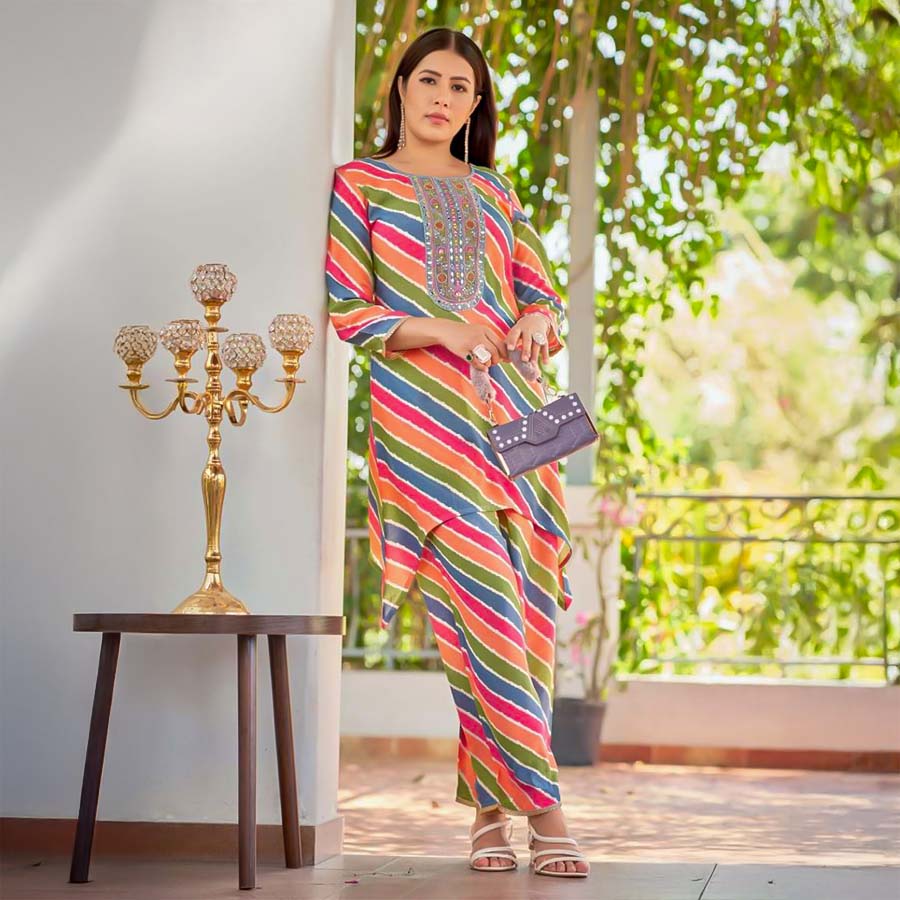 Red  Viscose Rayon Printed Kurti