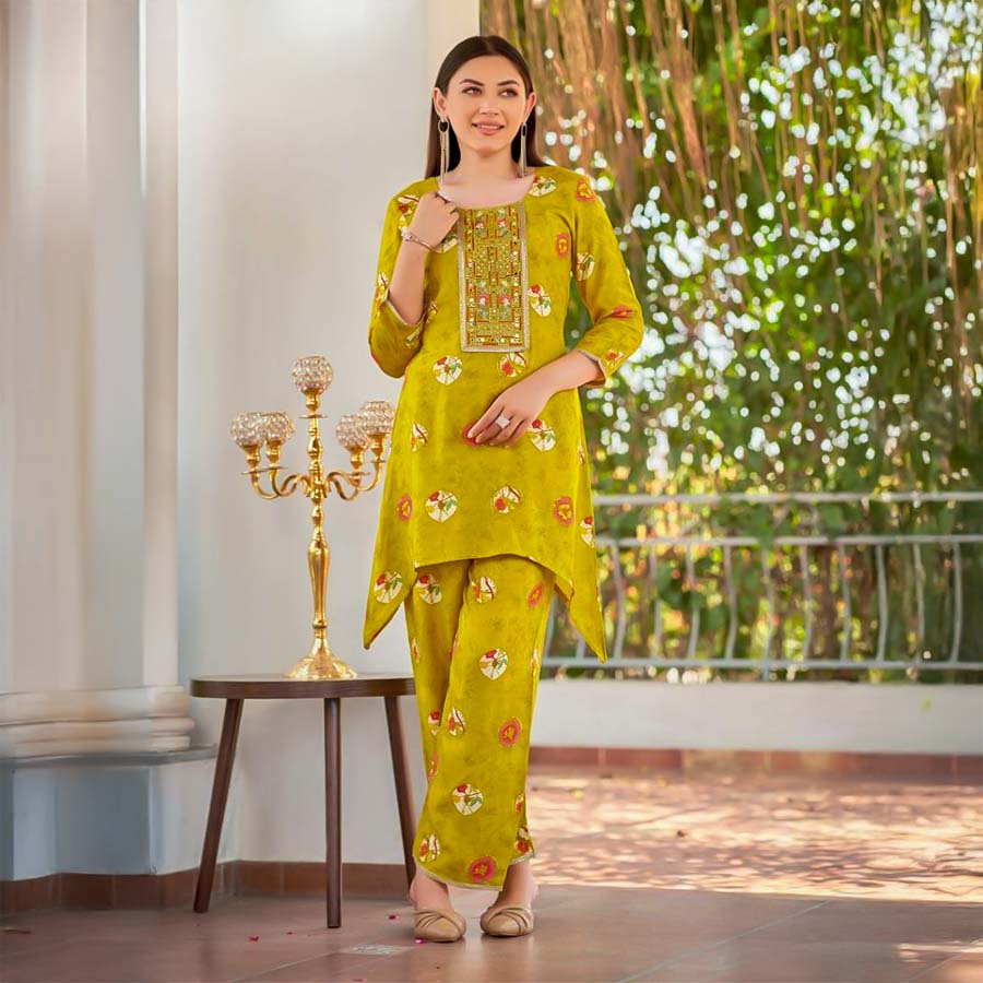 Green  Viscose Rayon Printed Kurti