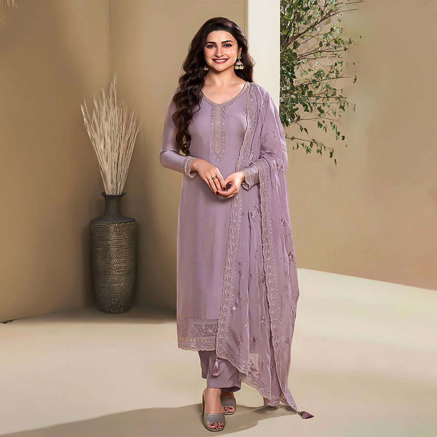 Purple Silk Party Wear Salwar Kameez