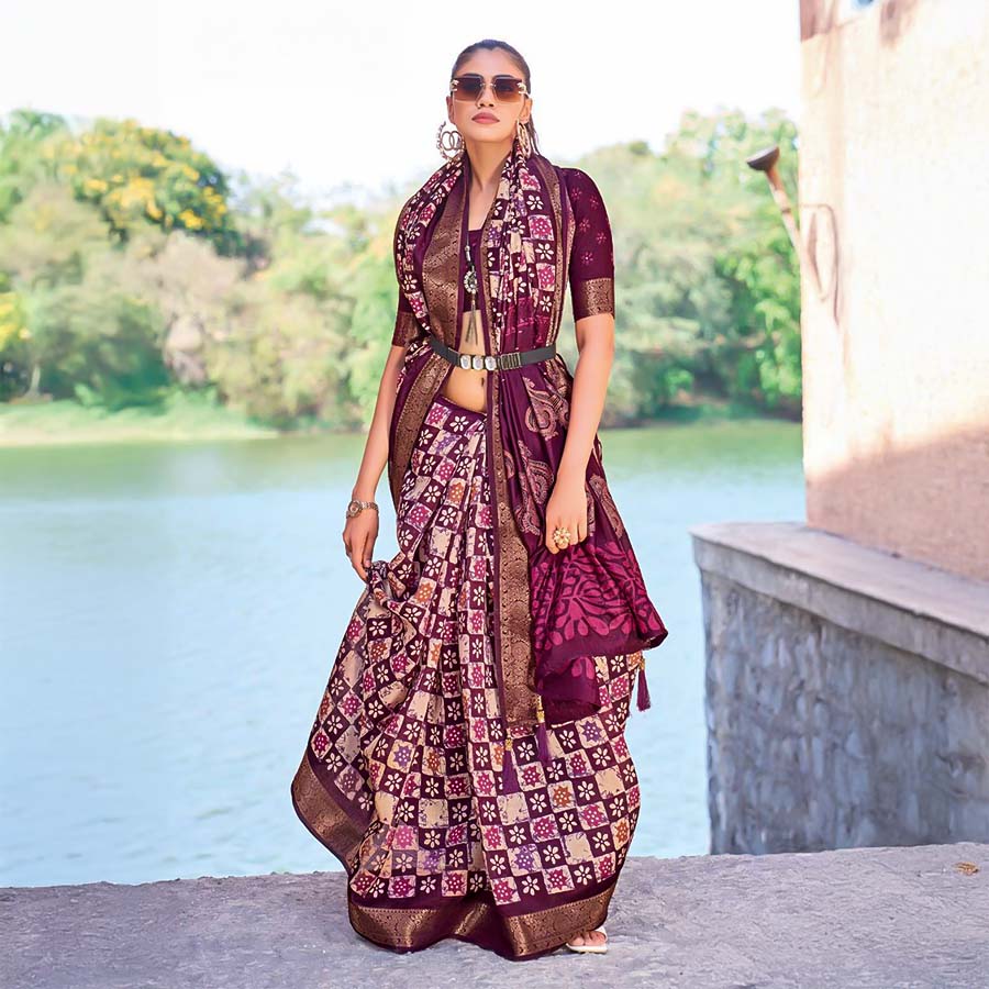 Magenta  Silk Casual Wear Saree