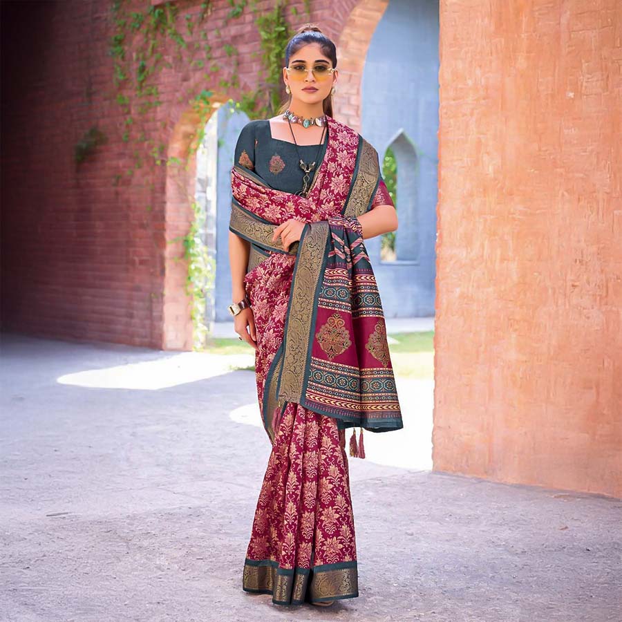 Red  Silk Casual Wear Saree