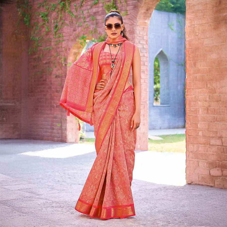 Pink  Silk Casual Wear Saree