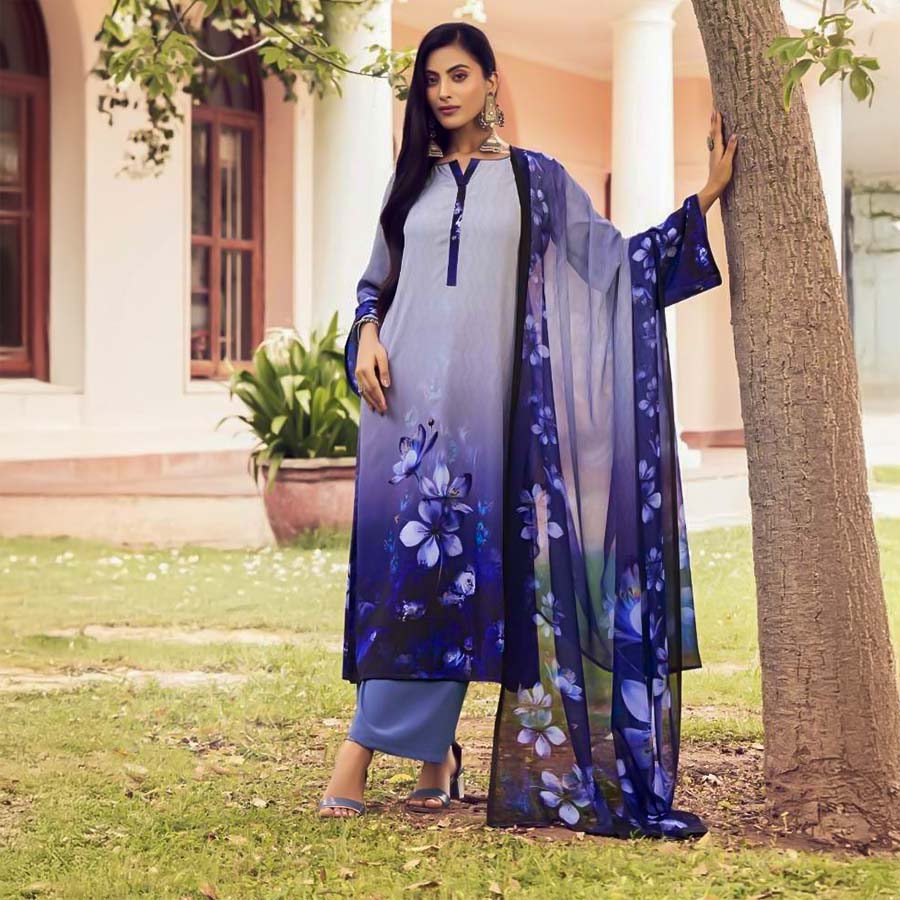 Purple  French Crape Casual Wear Salwar Kameez
