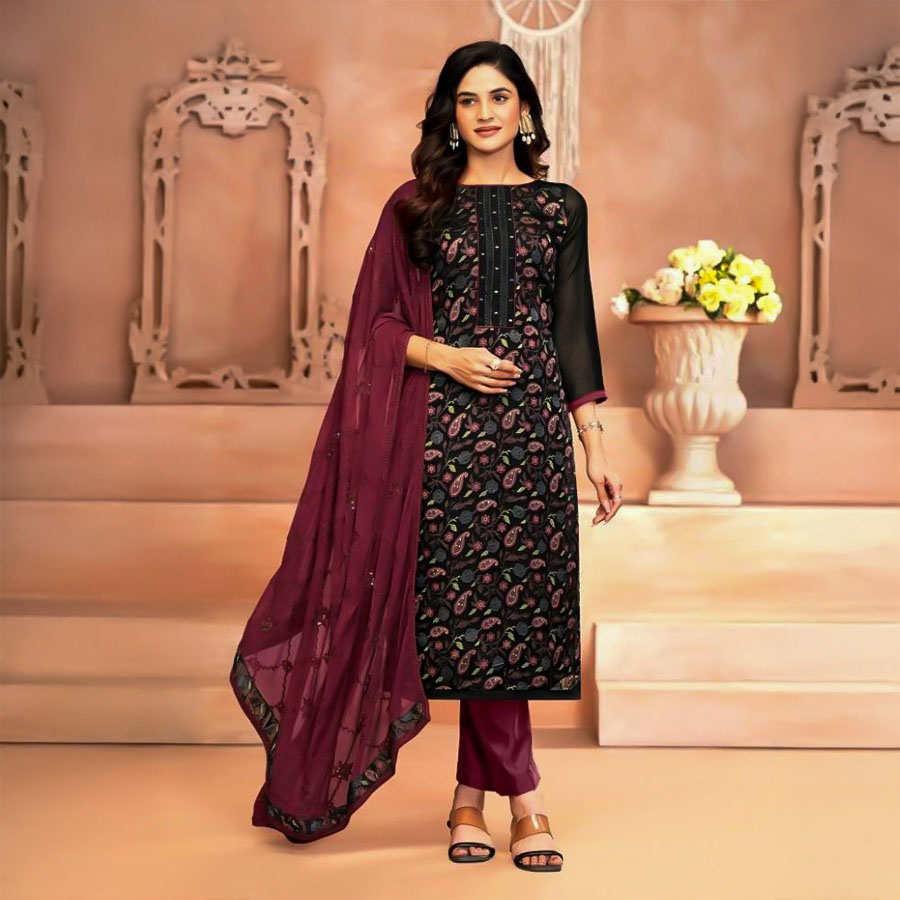 Black  Georgette Casual Wear Salwar Kameez