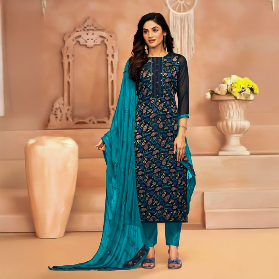 Blue Georgette Casual Wear Salwar Kameez