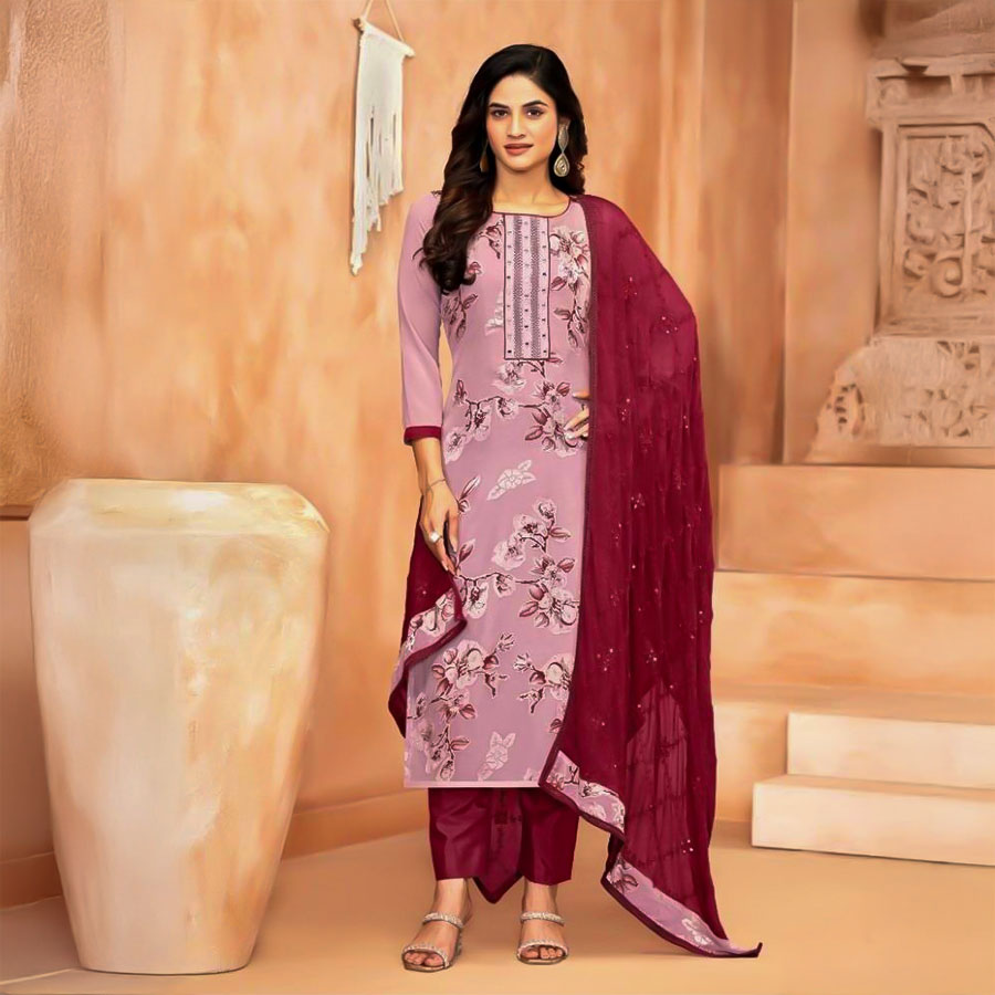Purple  Georgette Casual Wear Salwar Kameez