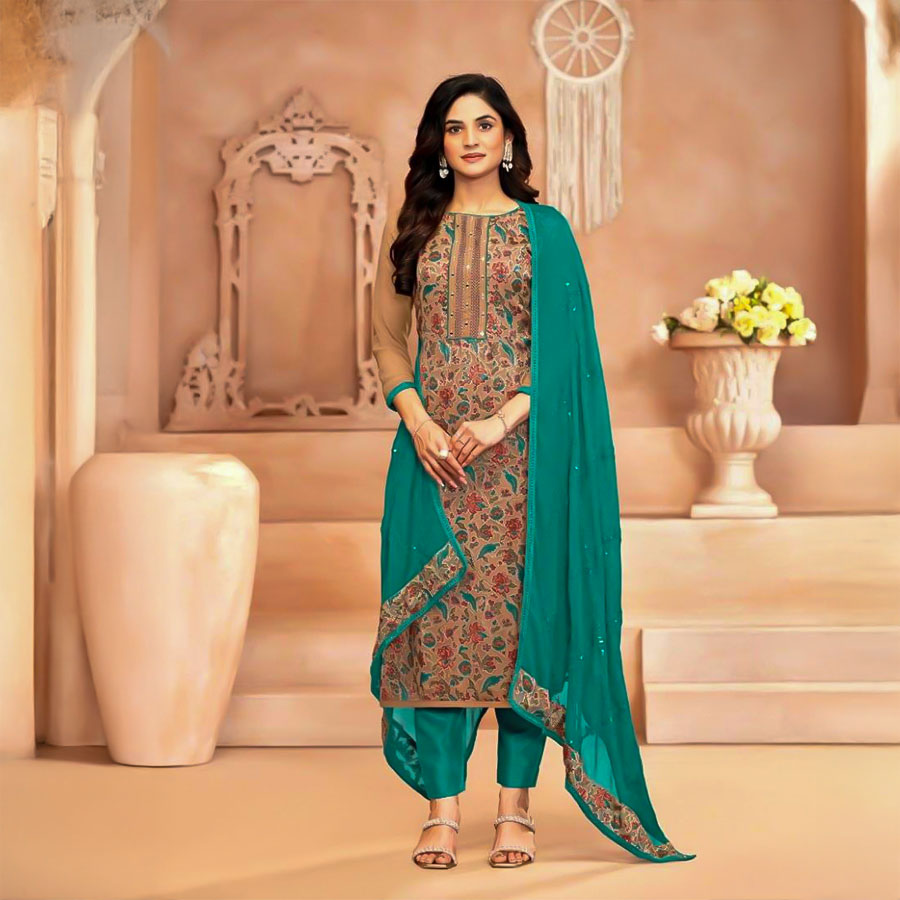 Brown Georgette Casual Wear Salwar Kameez