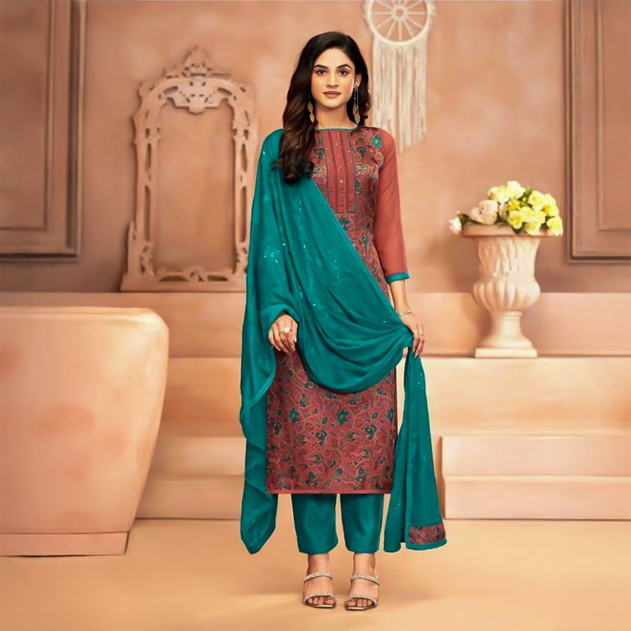 Orange Georgette Casual Wear Salwar Kameez