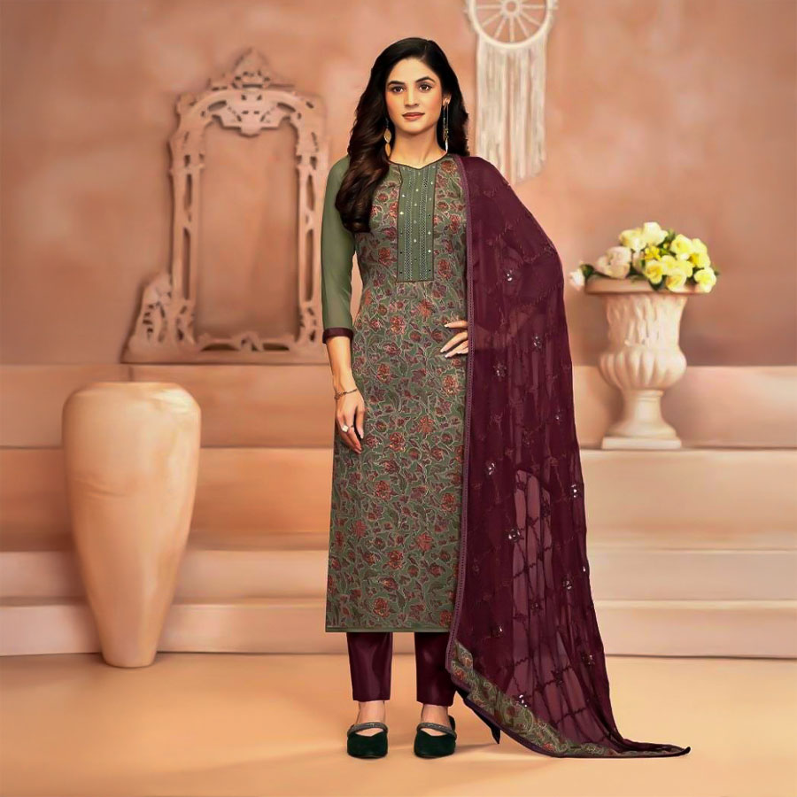Green Georgette Casual Wear Salwar Kameez