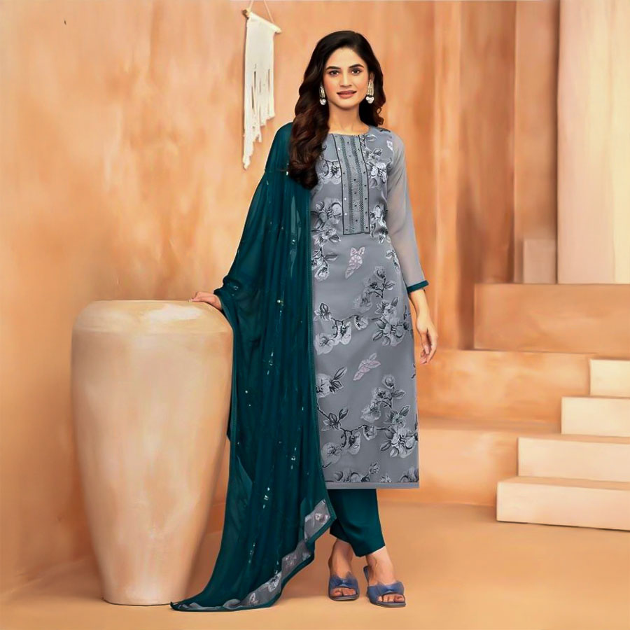 Blue Georgette Casual Wear Salwar Kameez