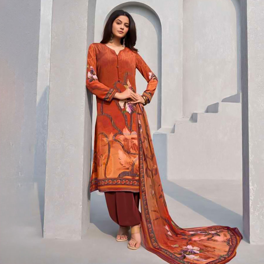 Brown  Butter Crepe Casual Wear Salwar Kameez