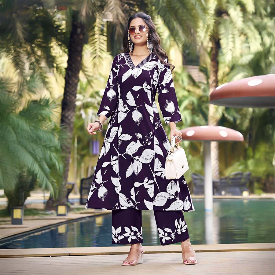 Blue  Liva Rayon Printed Kurti