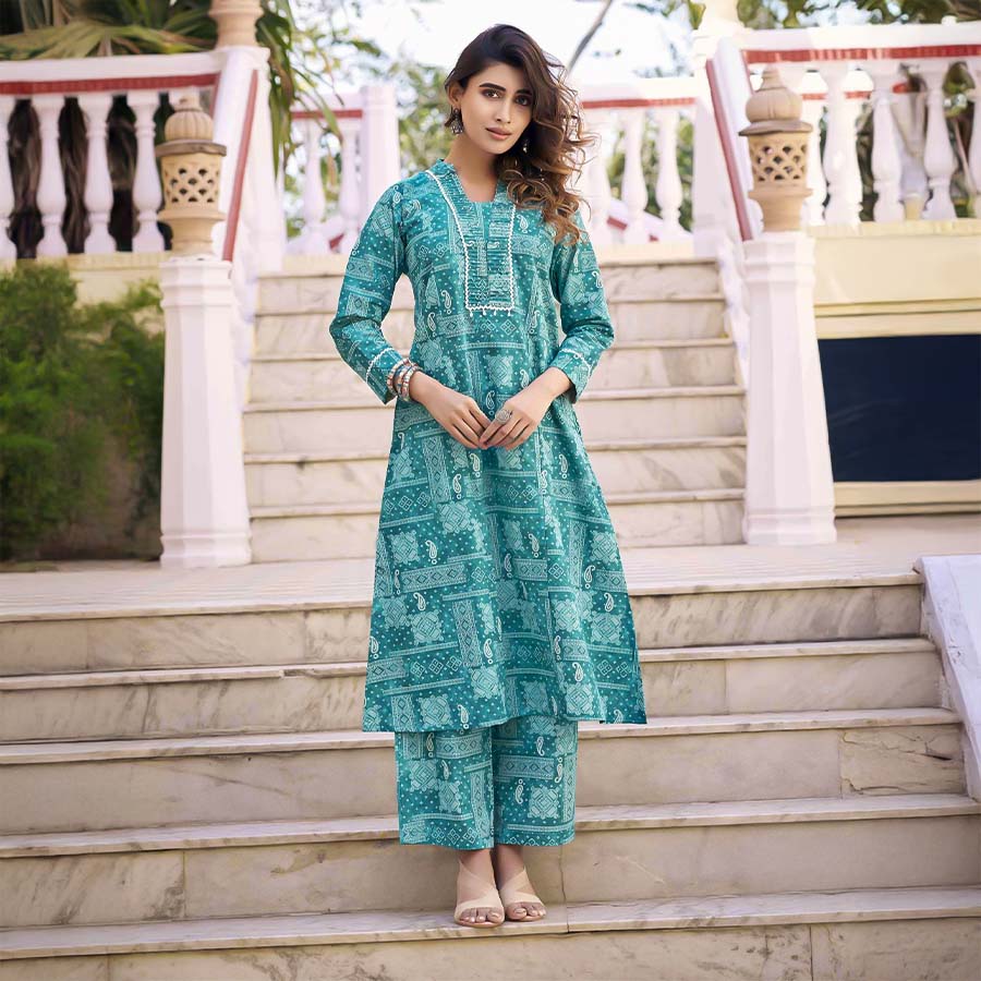 Blue  Cotton Flex Casual Wear Kurti