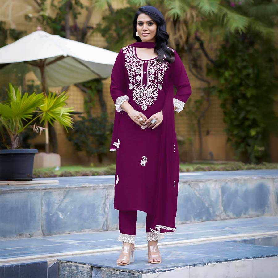 Violet Liva Rayon Casual Wear Salwar Kameez