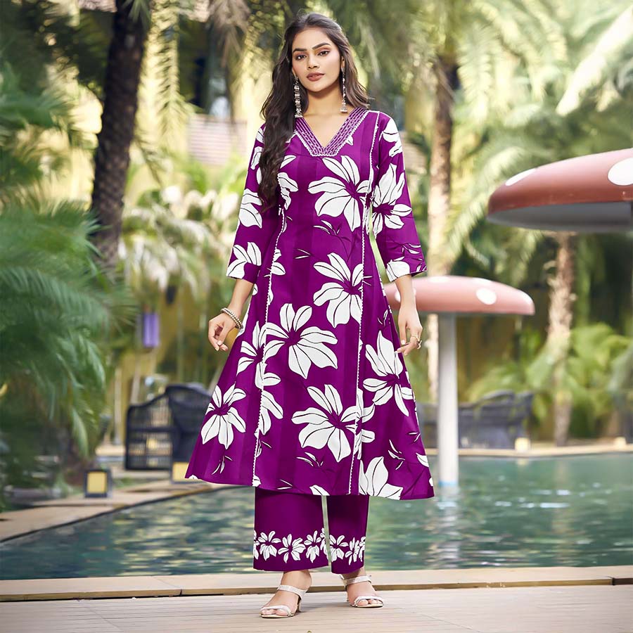 Violet Liva Rayon Printed Kurti
