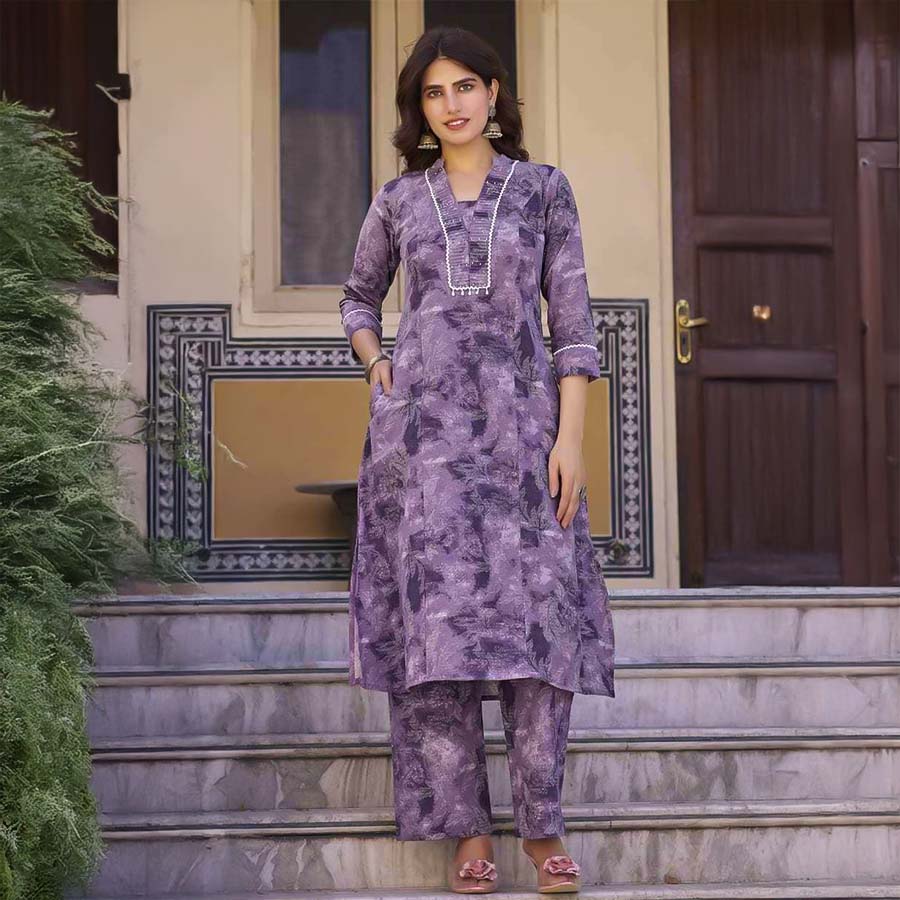 Purple Cotton Flex Casual Wear Kurti