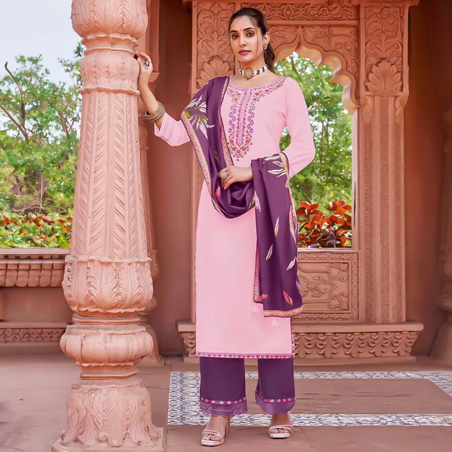 Purple  Rayon Casual Wear Salwar Kameez