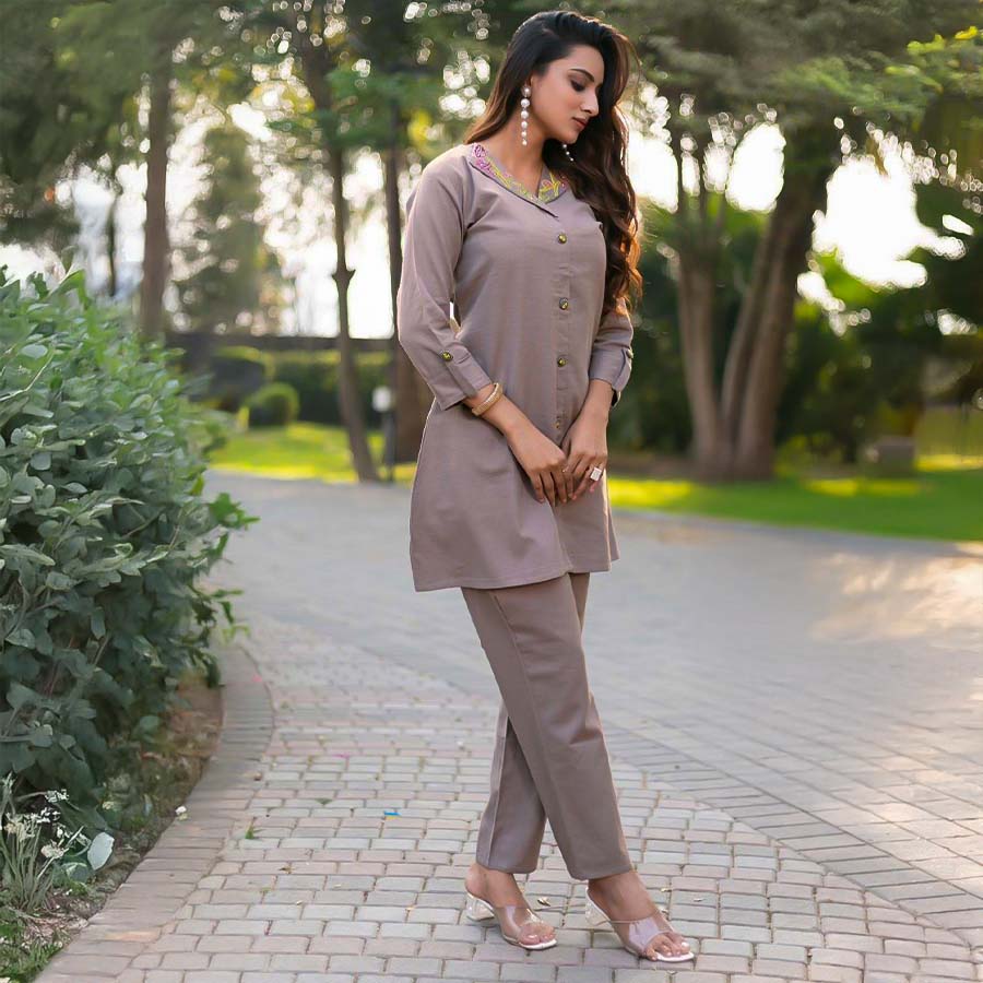 Grey  Cotton Flex Casual Wear Kurti