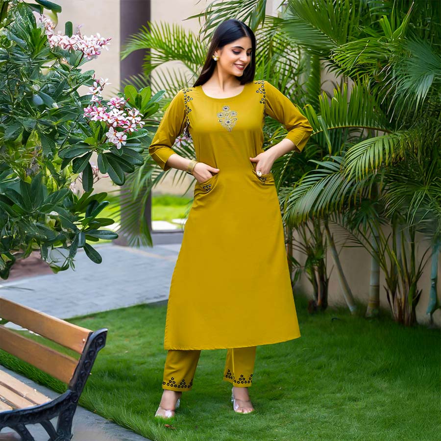 Yellow Cotton Casual Wear Kurti