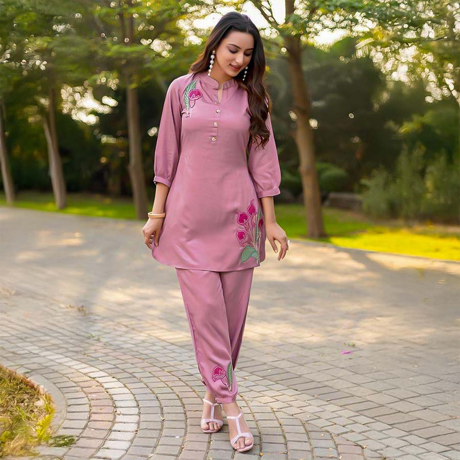 Purple  Viscose Casual Wear Kurti