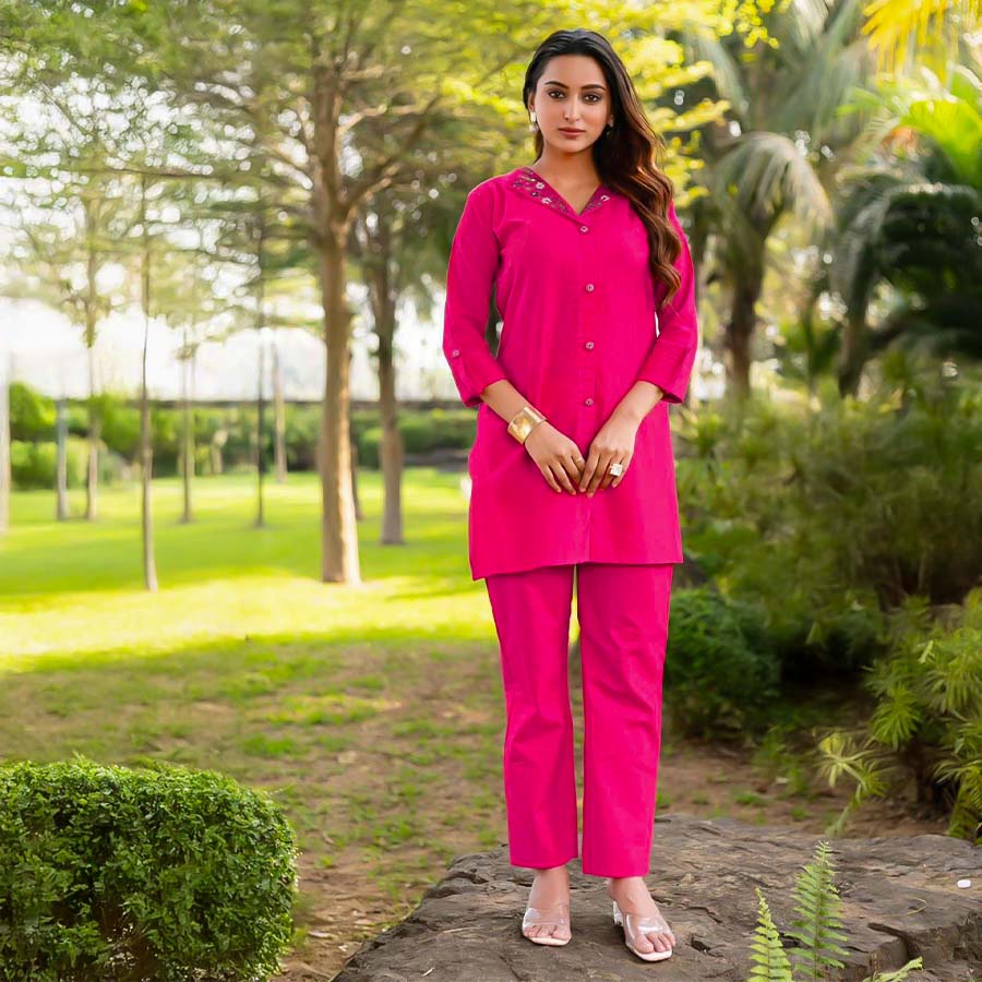 Magenta Cotton Flex Casual Wear Kurti